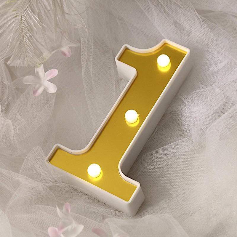 6" tall LED Lighted Gold Marquee Numbers