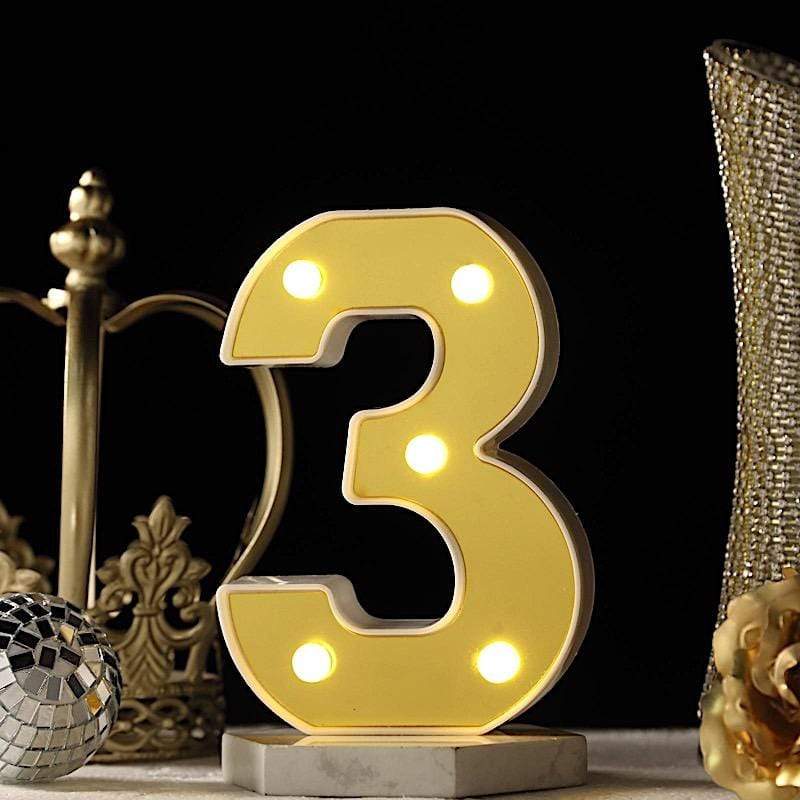 6" tall LED Lighted Gold Marquee Numbers