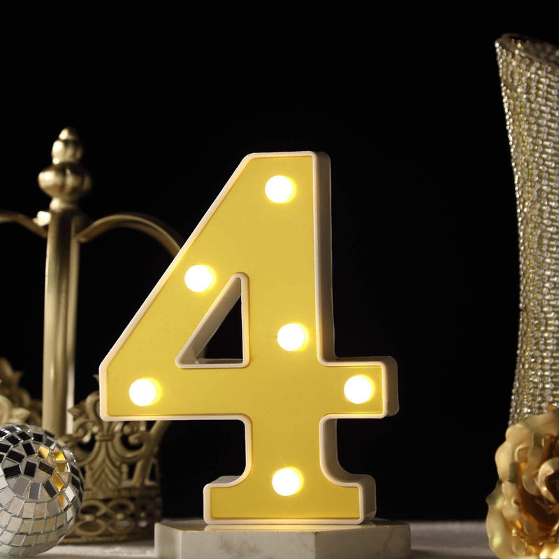 6" tall LED Lighted Gold Marquee Numbers