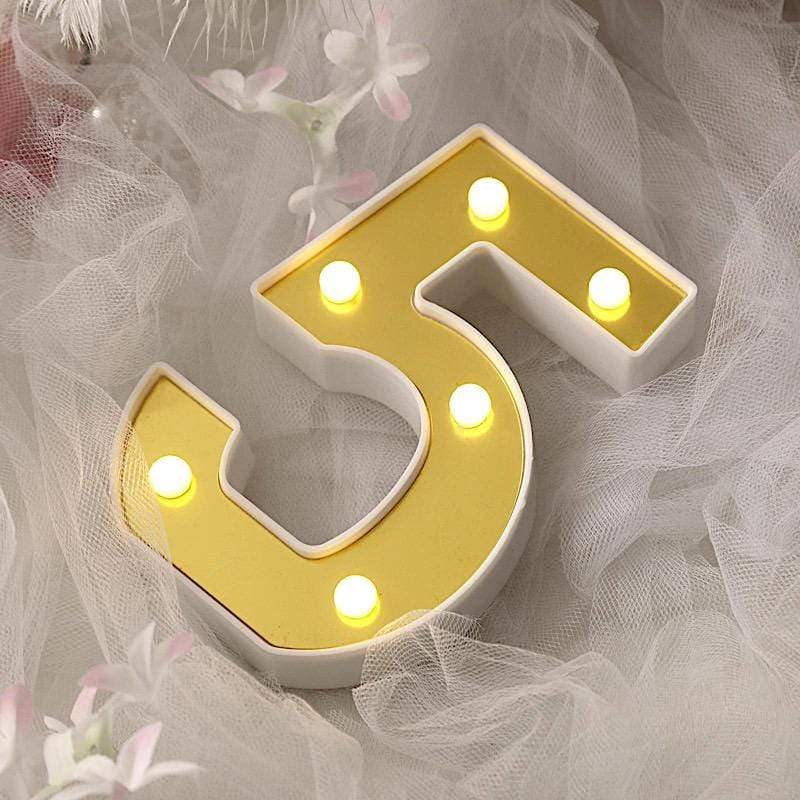 6" tall LED Lighted Gold Marquee Numbers