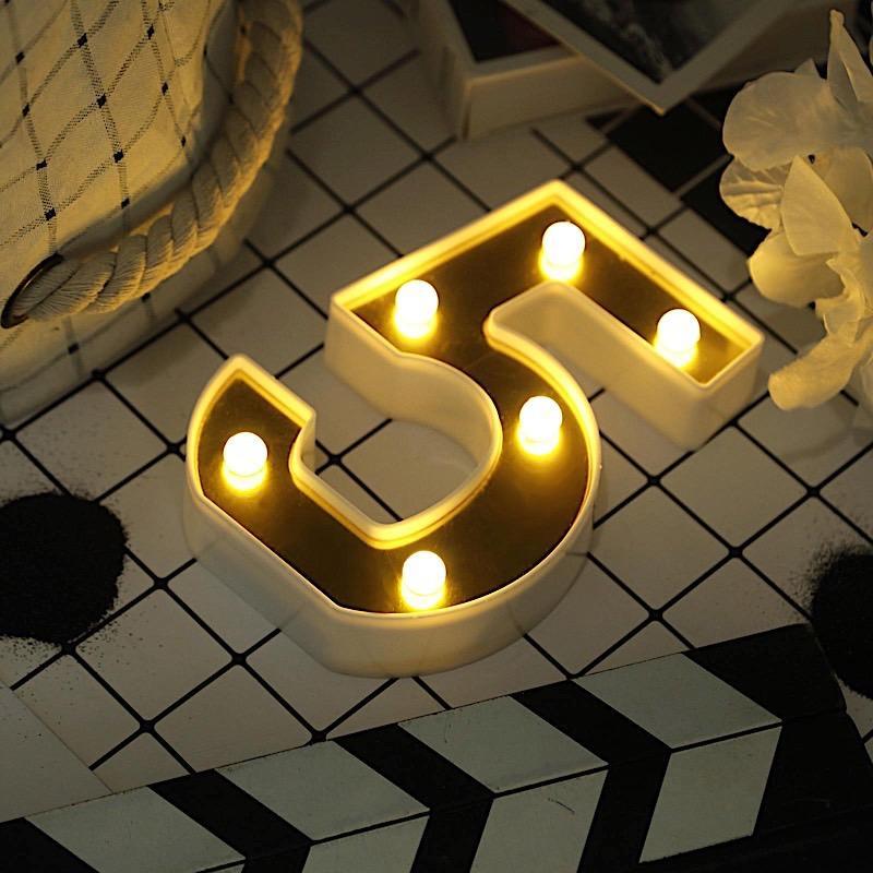 6" tall LED Lighted Gold Marquee Numbers