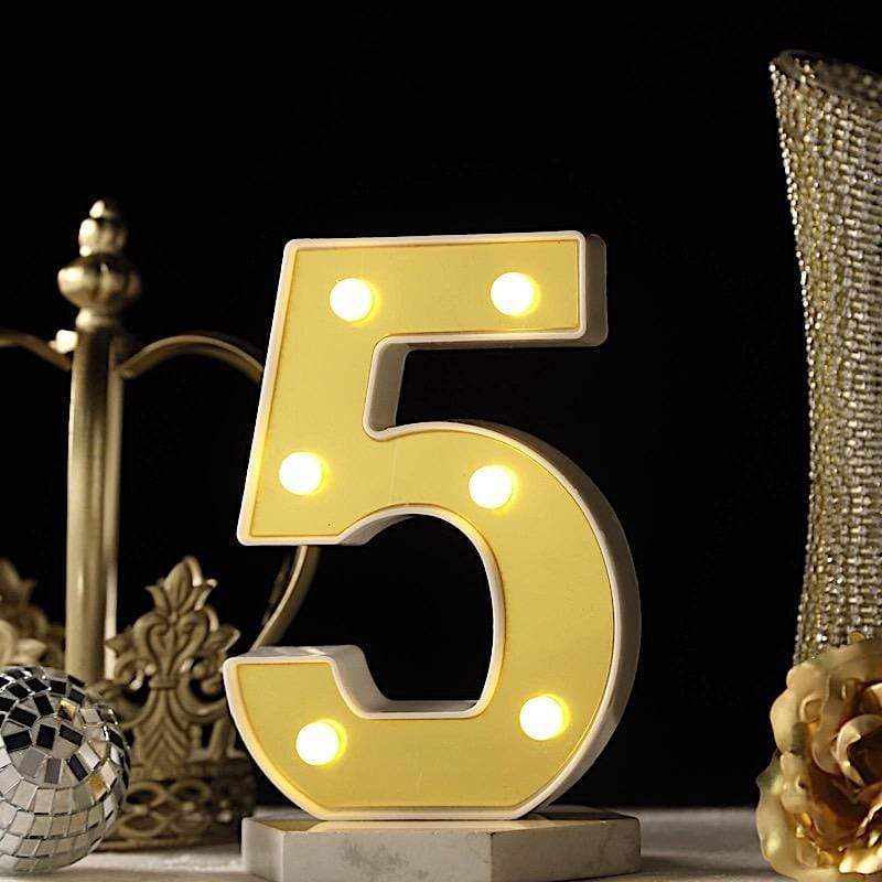 6" tall LED Lighted Gold Marquee Numbers