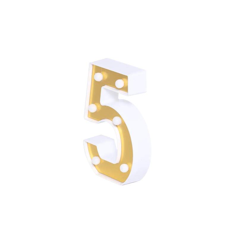 6" tall LED Lighted Gold Marquee Numbers