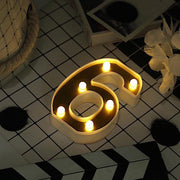 6" tall LED Lighted Gold Marquee Numbers