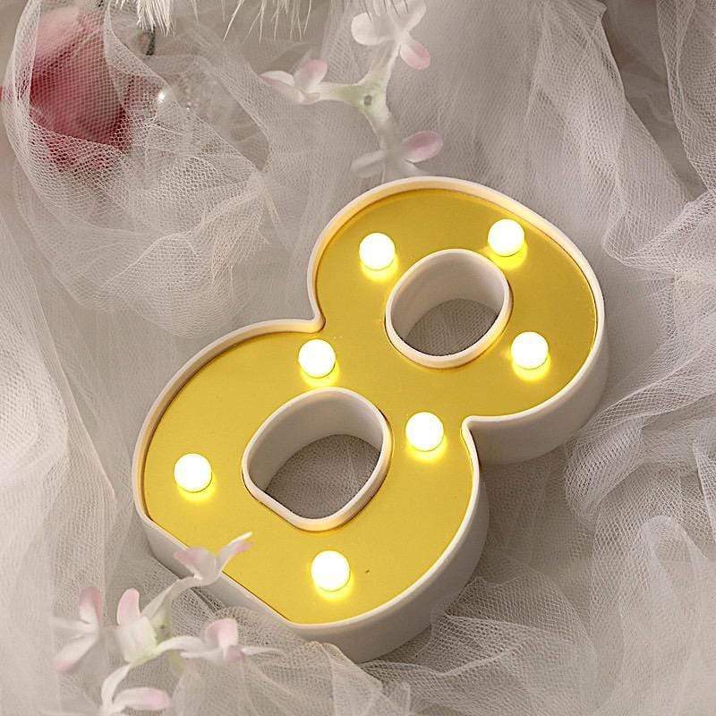 6" tall LED Lighted Gold Marquee Numbers