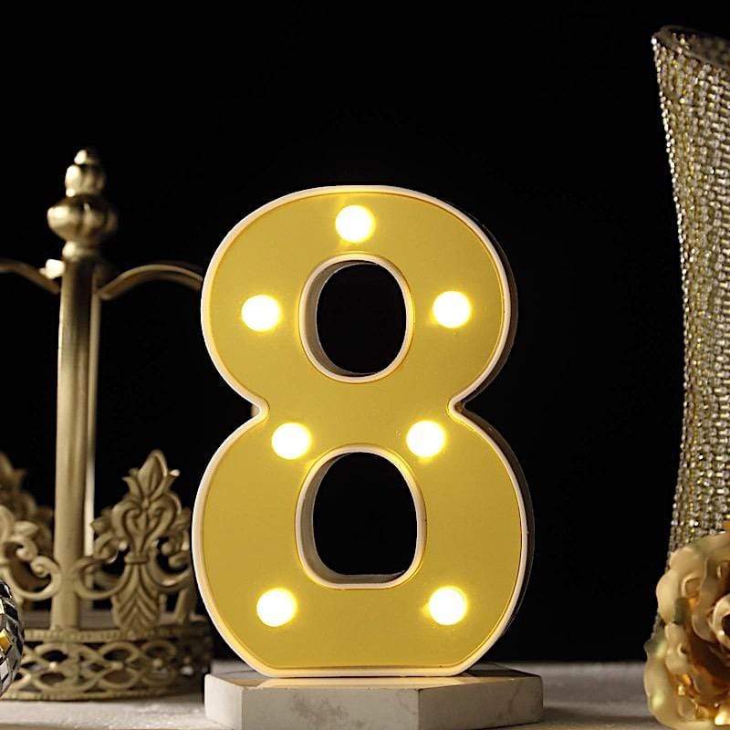 6" tall LED Lighted Gold Marquee Numbers