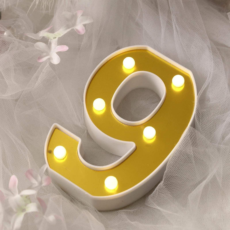 6" tall LED Lighted Gold Marquee Numbers