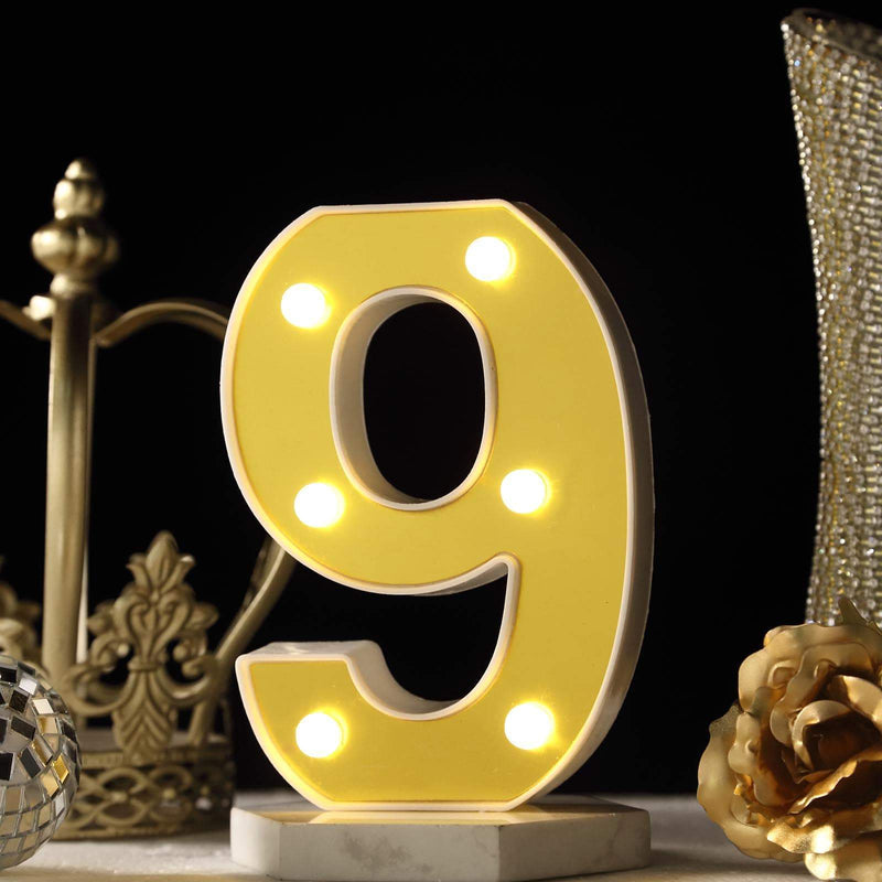 6" tall LED Lighted Gold Marquee Numbers