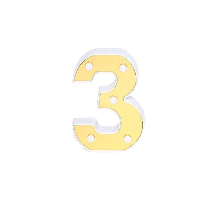 6" tall LED Lighted Gold Marquee Numbers WOD_METLTR03_6_3