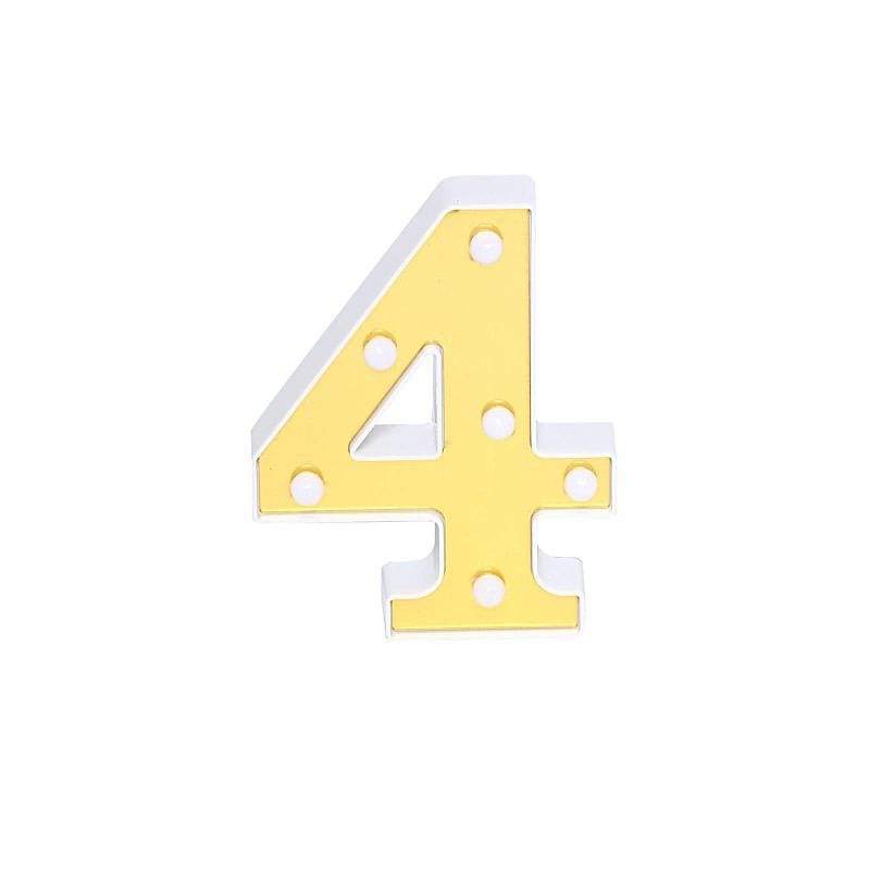 6" tall LED Lighted Gold Marquee Numbers WOD_METLTR03_6_4