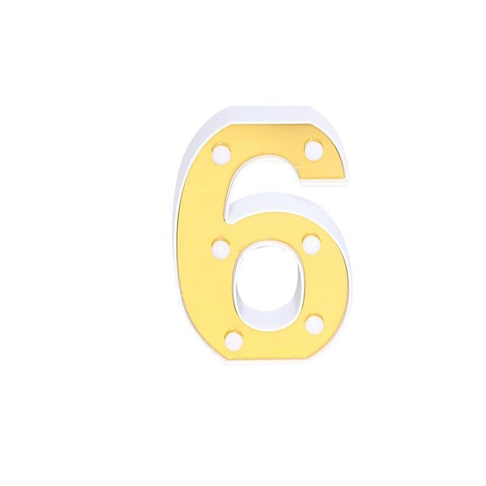 6" tall LED Lighted Gold Marquee Numbers WOD_METLTR03_6_6