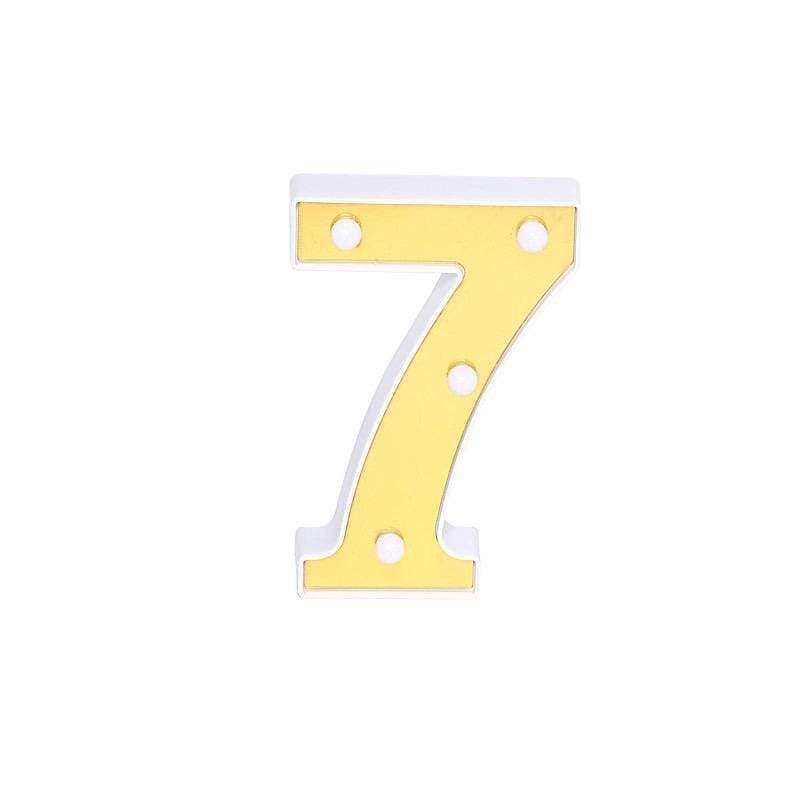 6" tall LED Lighted Gold Marquee Numbers WOD_METLTR03_6_7