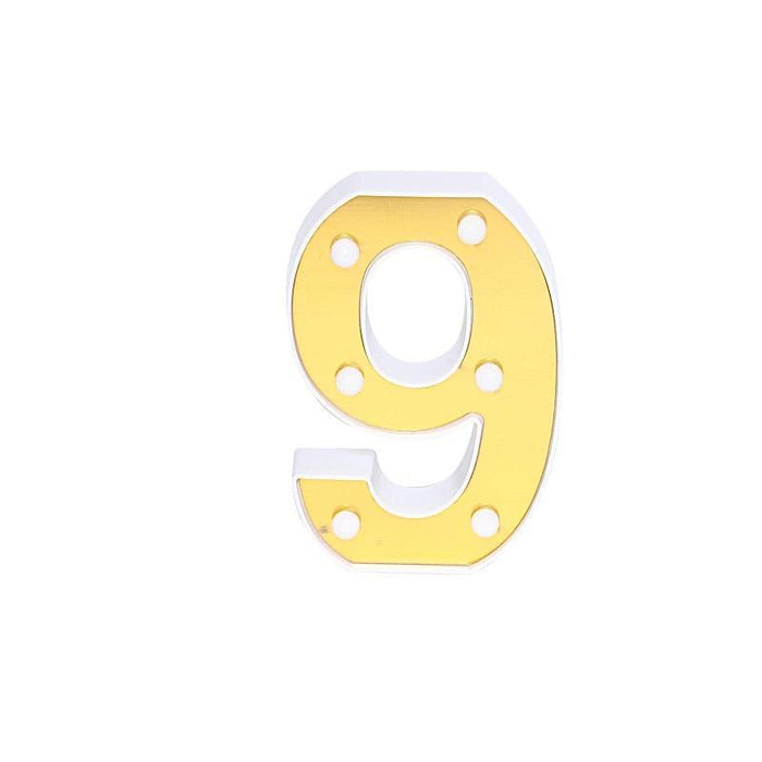 6" tall LED Lighted Gold Marquee Numbers WOD_METLTR03_6_9