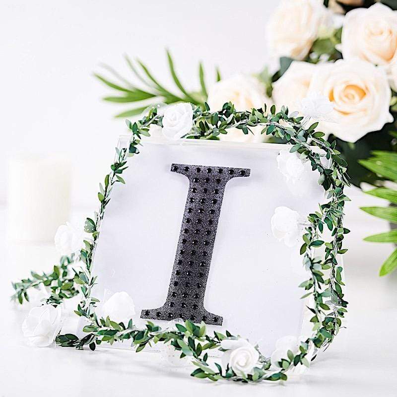 6" tall Letter Self-Adhesive Rhinestones Gem Sticker - Black