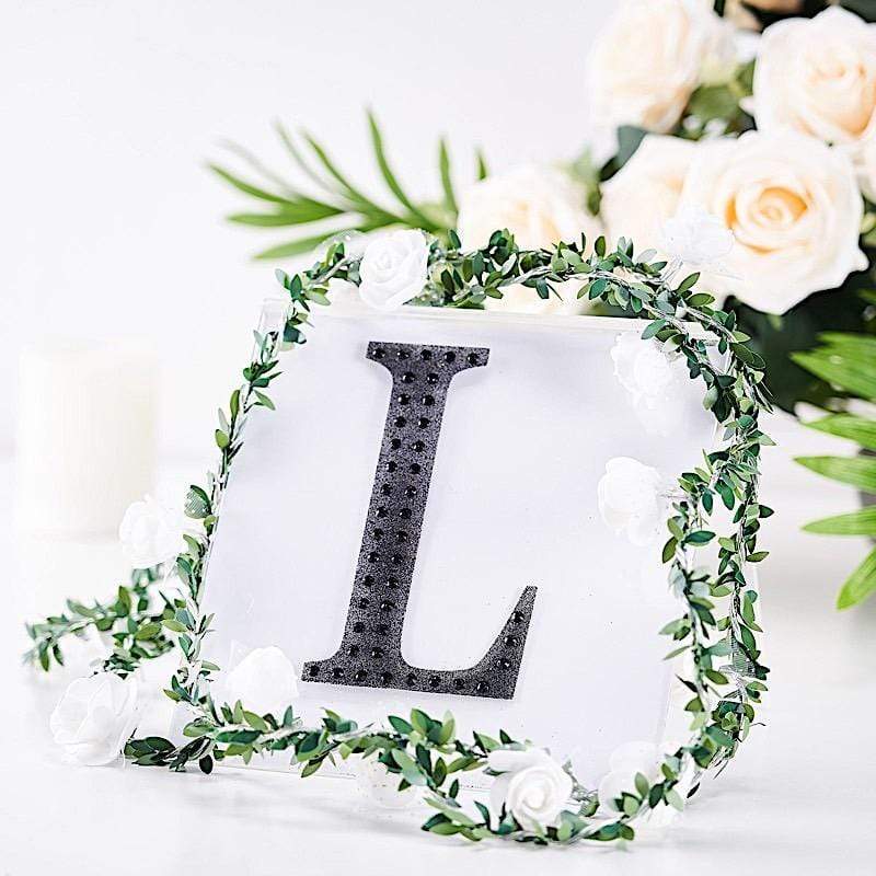 6" tall Letter Self-Adhesive Rhinestones Gem Sticker - Black