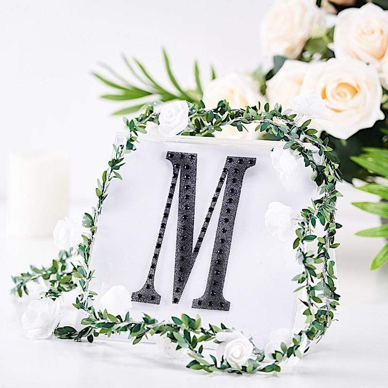 6" tall Letter Self-Adhesive Rhinestones Gem Sticker - Black
