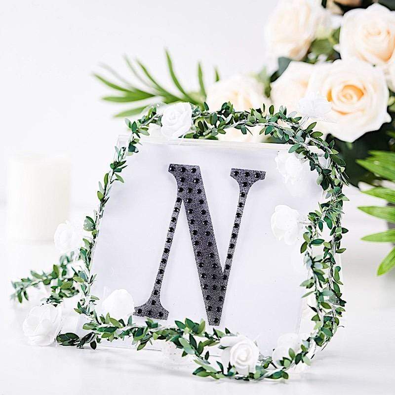 6" tall Letter Self-Adhesive Rhinestones Gem Sticker - Black