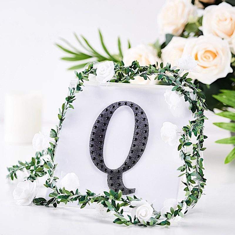 6" tall Letter Self-Adhesive Rhinestones Gem Sticker - Black