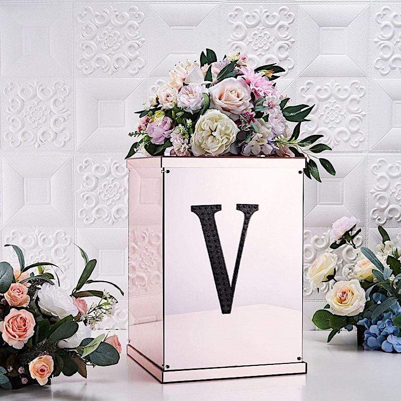 6" tall Letter Self-Adhesive Rhinestones Gem Sticker - Black