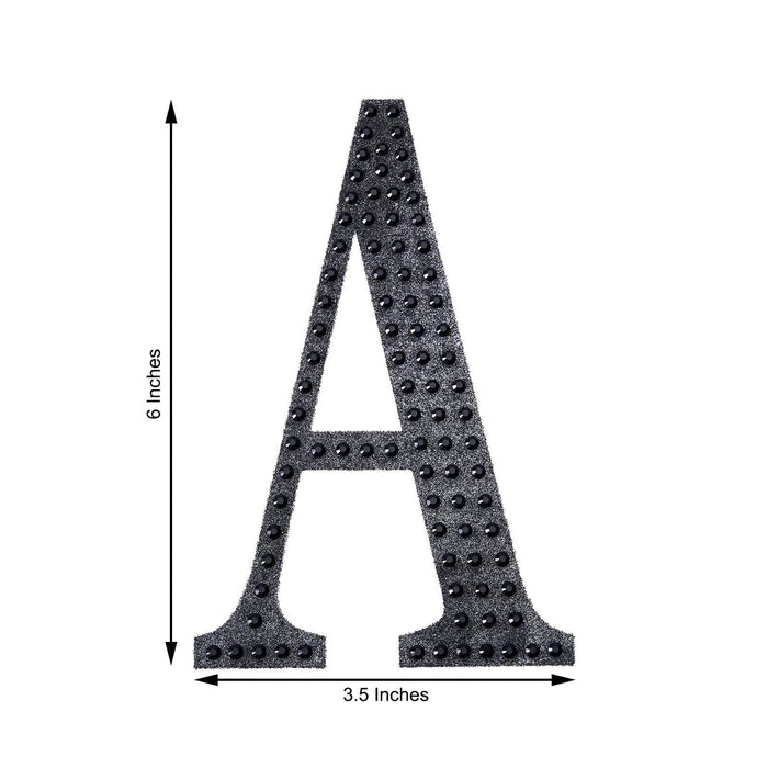 6" tall Letter Self-Adhesive Rhinestones Gem Sticker - Black