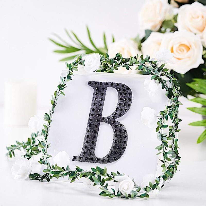 6" tall Letter Self-Adhesive Rhinestones Gem Sticker - Black