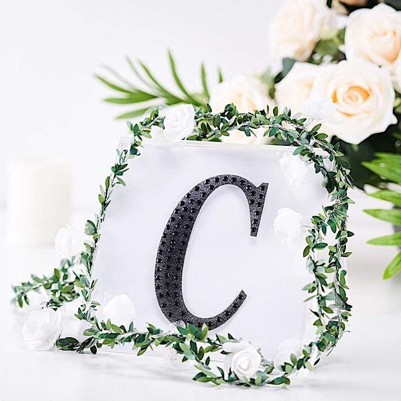 6" tall Letter Self-Adhesive Rhinestones Gem Sticker - Black