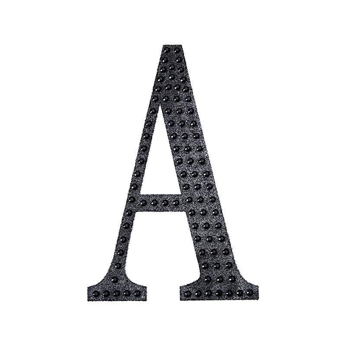 6" tall Letter Self-Adhesive Rhinestones Gem Sticker - Black DIA_NUM_GLIT6_BLK_A