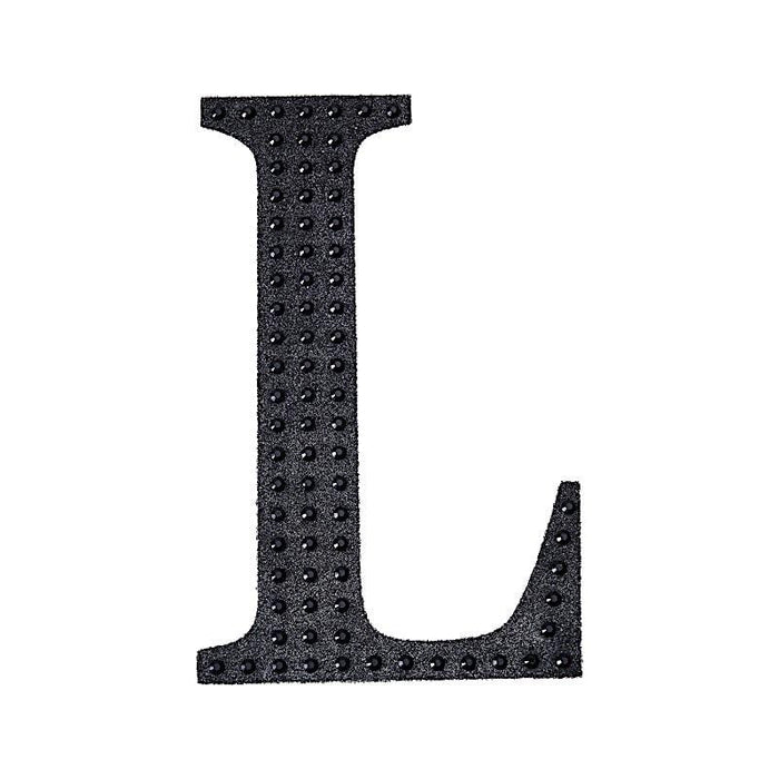 6" tall Letter Self-Adhesive Rhinestones Gem Sticker - Black DIA_NUM_GLIT6_BLK_L