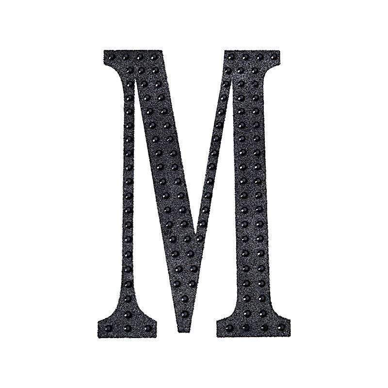 6" tall Letter Self-Adhesive Rhinestones Gem Sticker - Black DIA_NUM_GLIT6_BLK_M