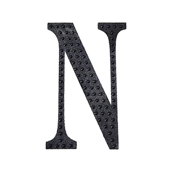 6" tall Letter Self-Adhesive Rhinestones Gem Sticker - Black DIA_NUM_GLIT6_BLK_N