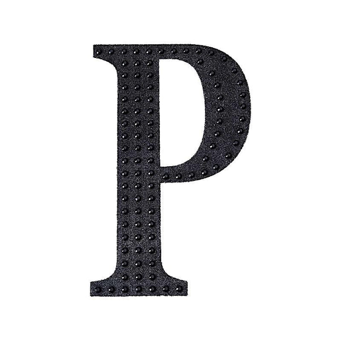 6" tall Letter Self-Adhesive Rhinestones Gem Sticker - Black DIA_NUM_GLIT6_BLK_P