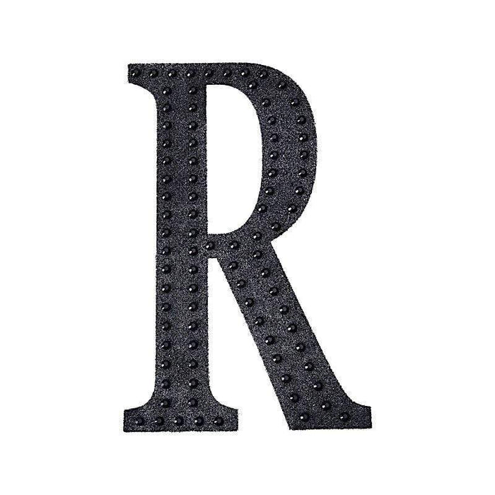 6" tall Letter Self-Adhesive Rhinestones Gem Sticker - Black DIA_NUM_GLIT6_BLK_R