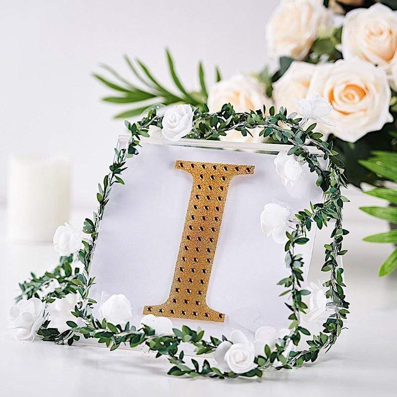 6" tall Letter Self-Adhesive Rhinestones Gem Sticker - Gold