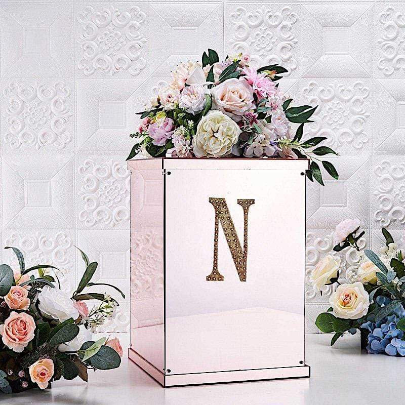 6" tall Letter Self-Adhesive Rhinestones Gem Sticker - Gold