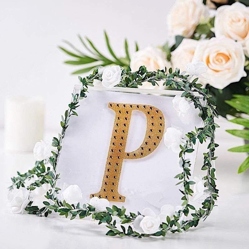 6" tall Letter Self-Adhesive Rhinestones Gem Sticker - Gold