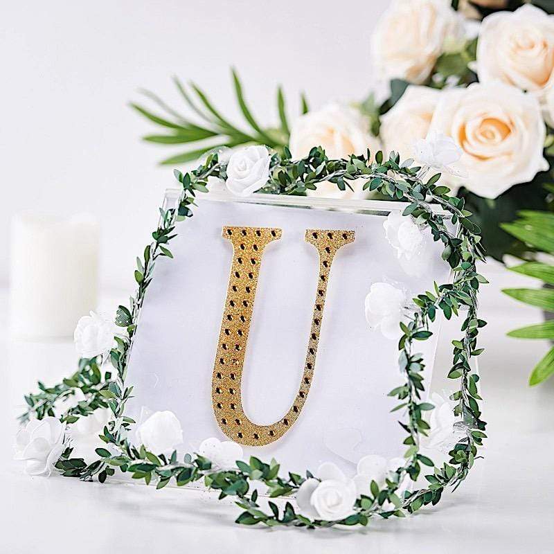 6" tall Letter Self-Adhesive Rhinestones Gem Sticker - Gold