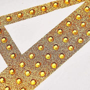 6" tall Letter Self-Adhesive Rhinestones Gem Sticker - Gold
