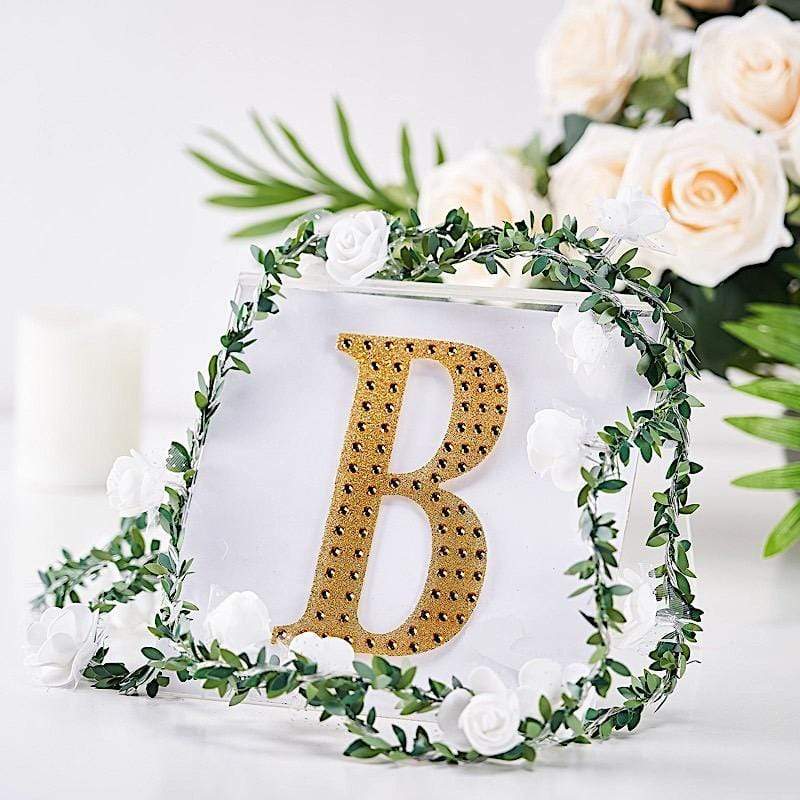 6" tall Letter Self-Adhesive Rhinestones Gem Sticker - Gold