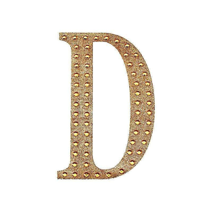 6" tall Letter Self-Adhesive Rhinestones Gem Sticker - Gold DIA_NUM_GLIT6_GOLD_D