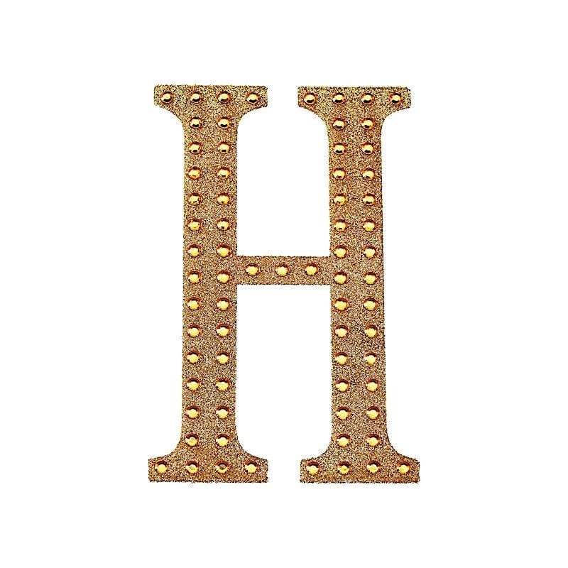 6" tall Letter Self-Adhesive Rhinestones Gem Sticker - Gold DIA_NUM_GLIT6_GOLD_H