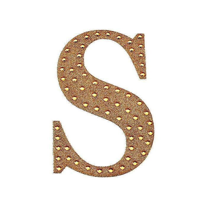 6" tall Letter Self-Adhesive Rhinestones Gem Sticker - Gold DIA_NUM_GLIT6_GOLD_S