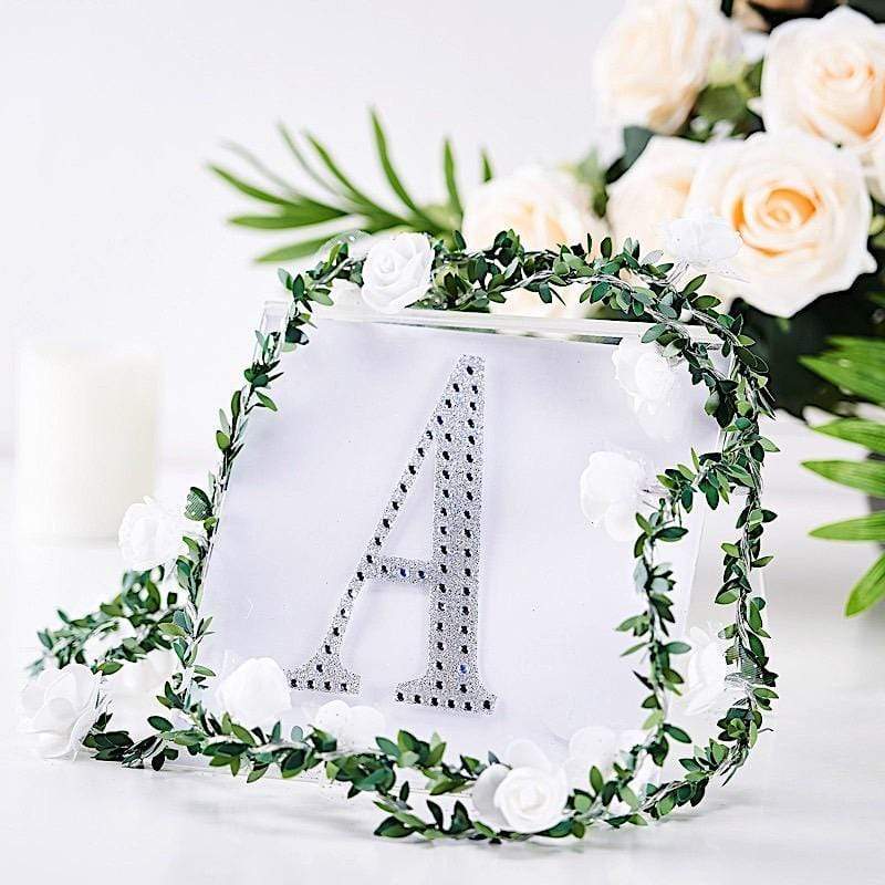 6" tall Letter Self-Adhesive Rhinestones Gem Sticker - Silver