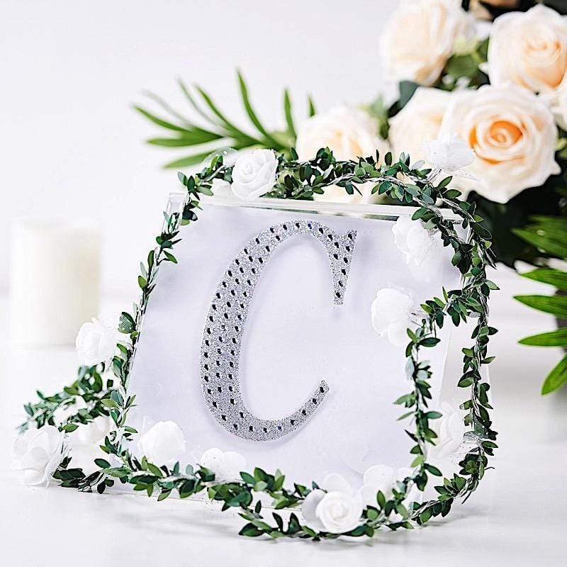 6" tall Letter Self-Adhesive Rhinestones Gem Sticker - Silver