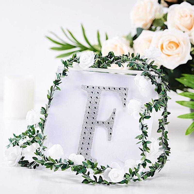 6" tall Letter Self-Adhesive Rhinestones Gem Sticker - Silver