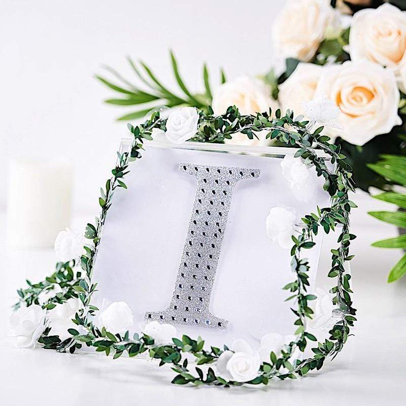 6" tall Letter Self-Adhesive Rhinestones Gem Sticker - Silver