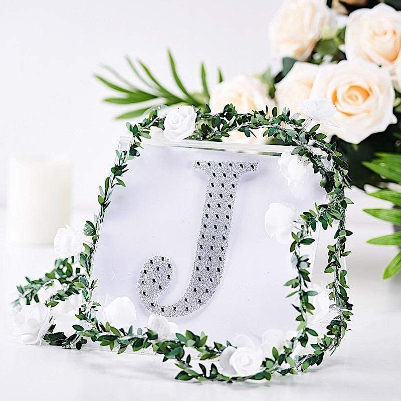 6" tall Letter Self-Adhesive Rhinestones Gem Sticker - Silver