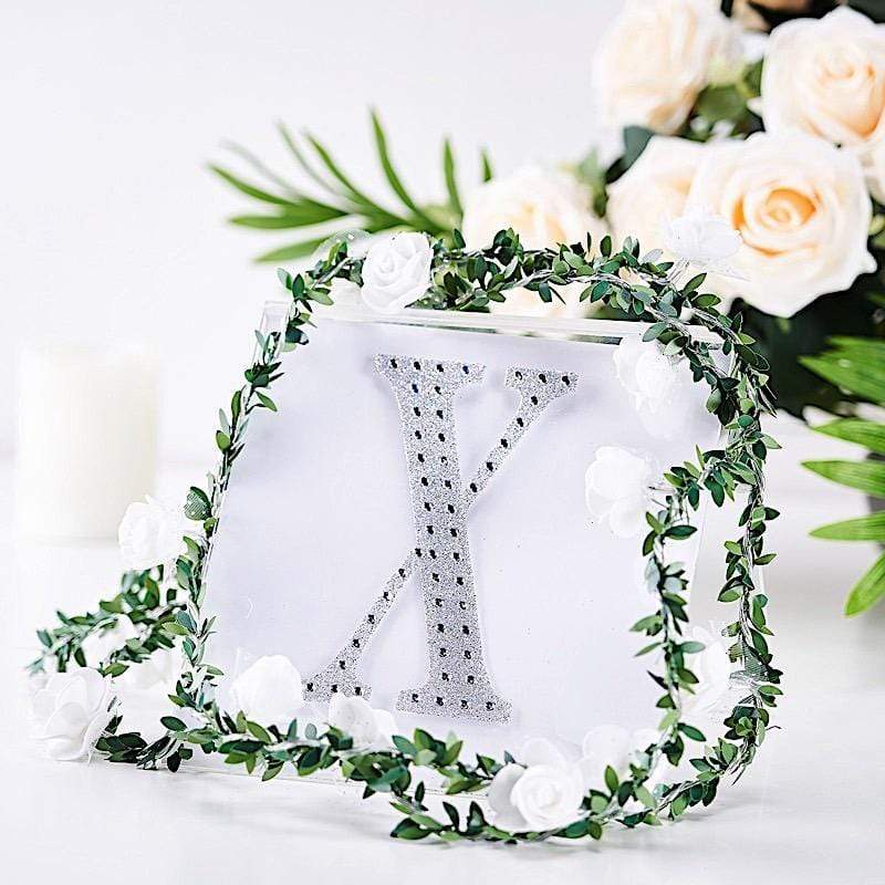 6" tall Letter Self-Adhesive Rhinestones Gem Sticker - Silver