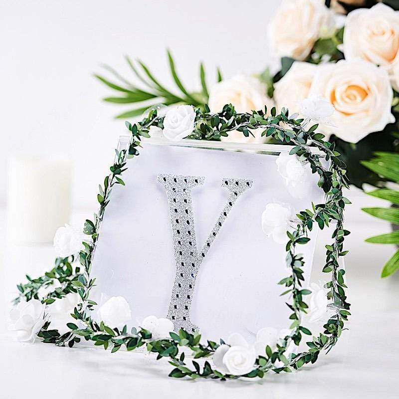 6" tall Letter Self-Adhesive Rhinestones Gem Sticker - Silver