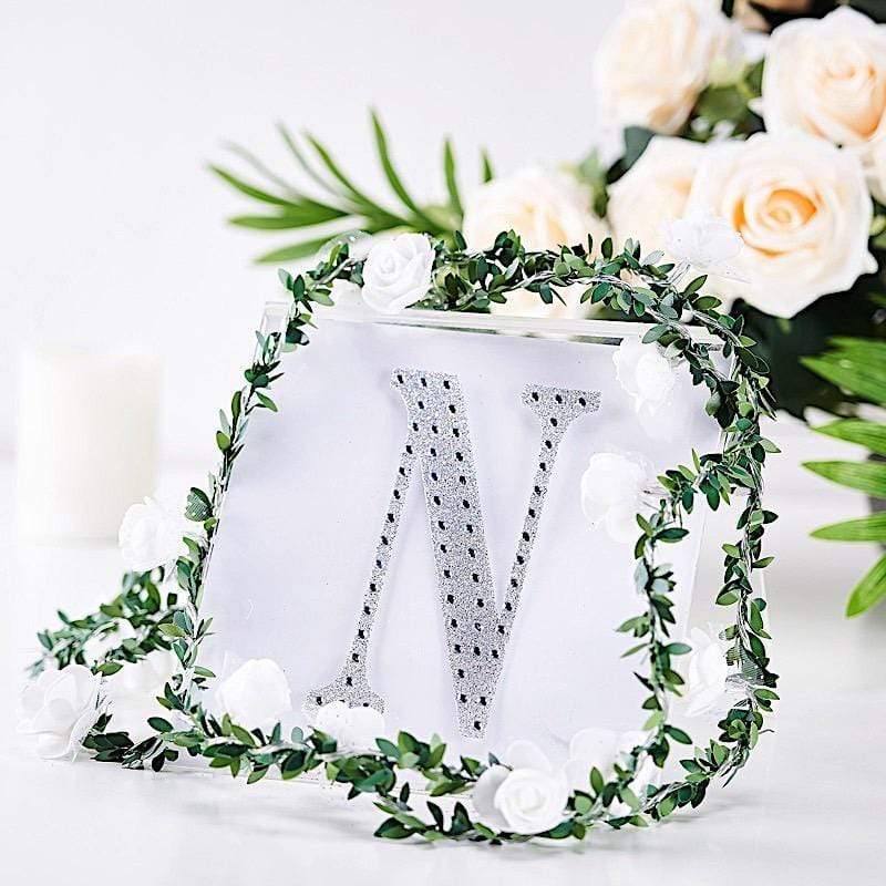 6" tall Letter Self-Adhesive Rhinestones Gem Sticker - Silver