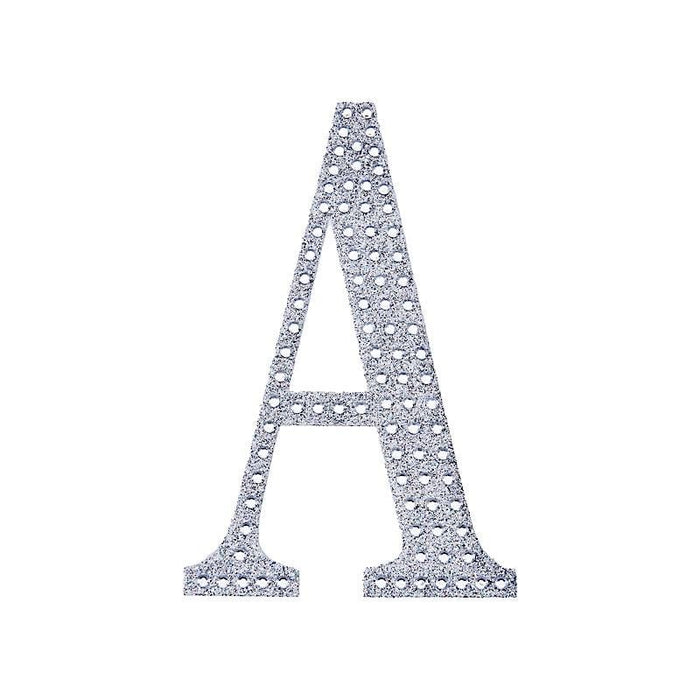 6" tall Letter Self-Adhesive Rhinestones Gem Sticker - Silver DIA_NUM_GLIT6_SILV_A